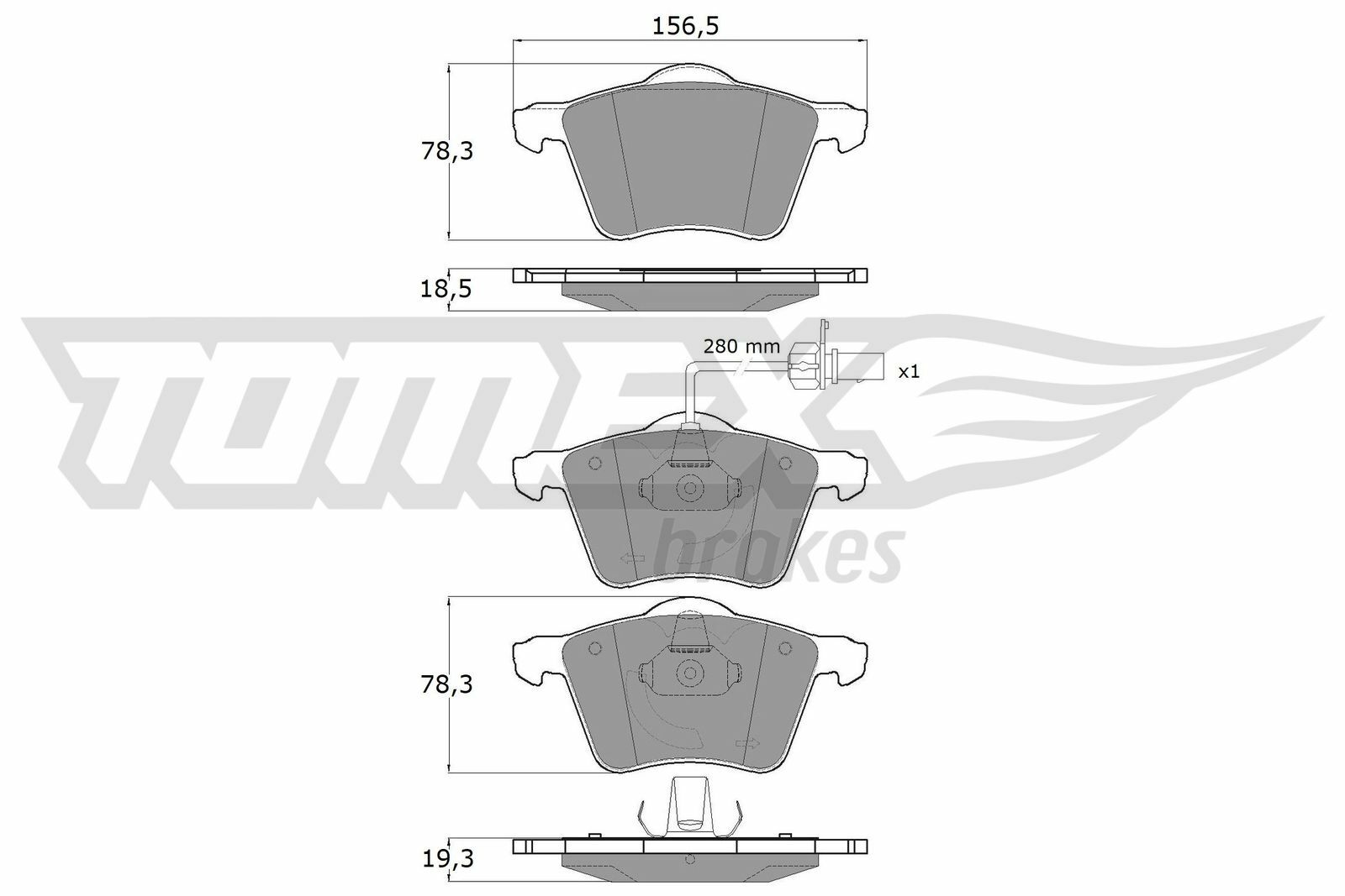 Sada brzdových destiček, kotoučová brzda TOMEX Brakes